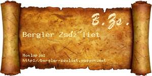 Bergler Zsüliet névjegykártya